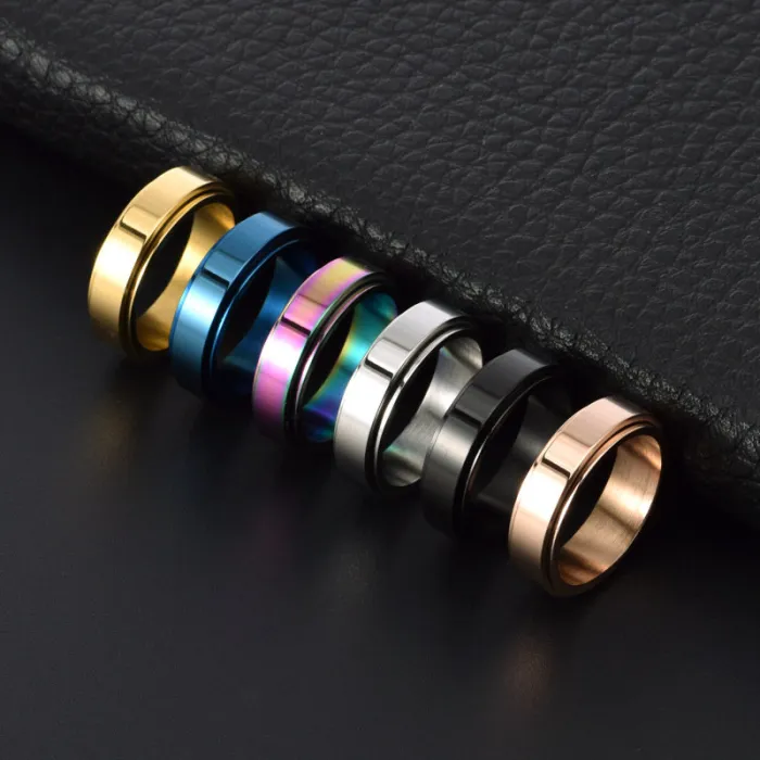 Wholesale Stainless Steel Spinning Couple Ring | Simple Polished Gold Band Custom Engraved Factory Price
