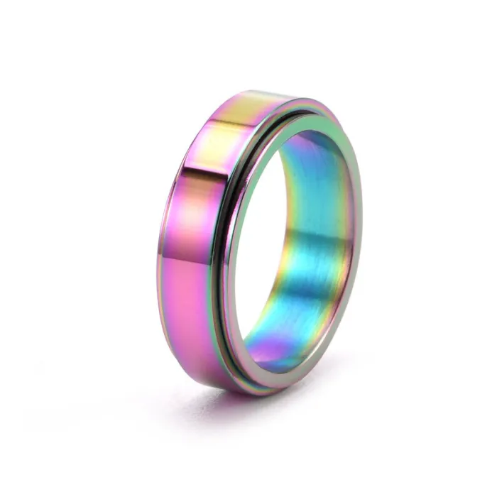 Wholesale Stainless Steel Spinning Couple Ring | Simple Polished Gold Band Custom Engraved Factory Price