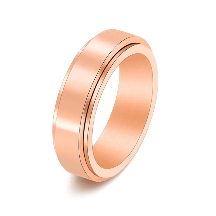 Wholesale Stainless Steel Spinning Couple Ring | Simple Polished Gold Band Custom Engraved Factory Price
