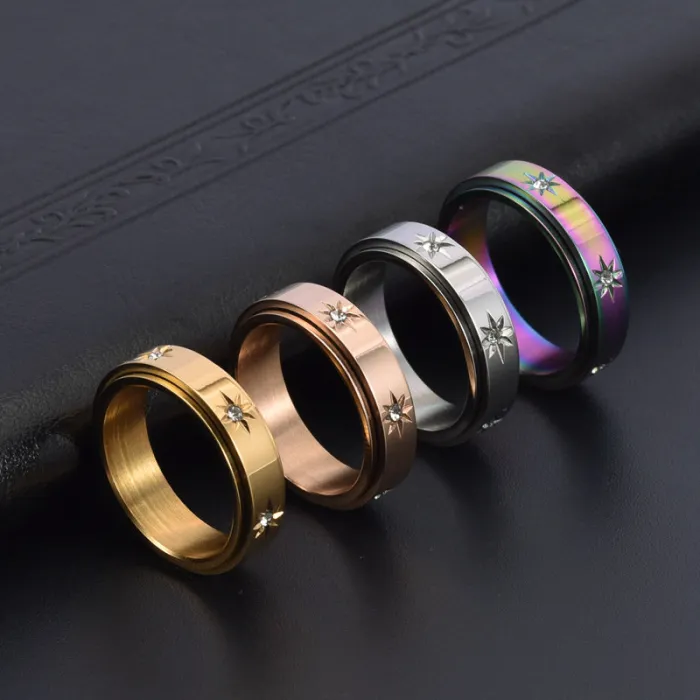 Wholesale Stainless Steel Spinning Couple Ring | Full CZ Engagement Band Factory Price