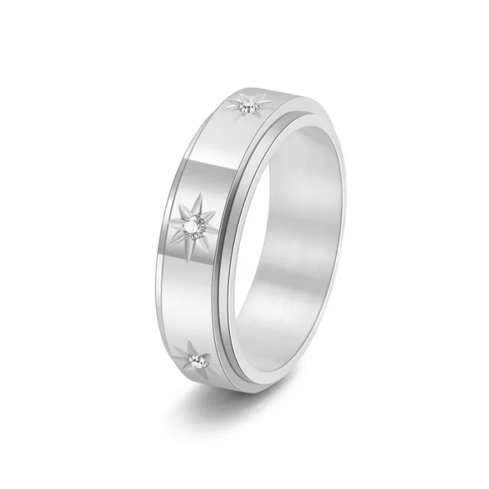 Wholesale Stainless Steel Spinning Couple Ring | Full CZ Engagement Band Factory Price