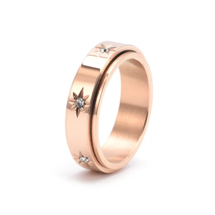 Wholesale Stainless Steel Spinning Couple Ring | Full CZ Engagement Band Factory Price