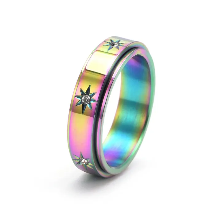 Wholesale Stainless Steel Spinning Couple Ring | Full CZ Engagement Band Factory Price