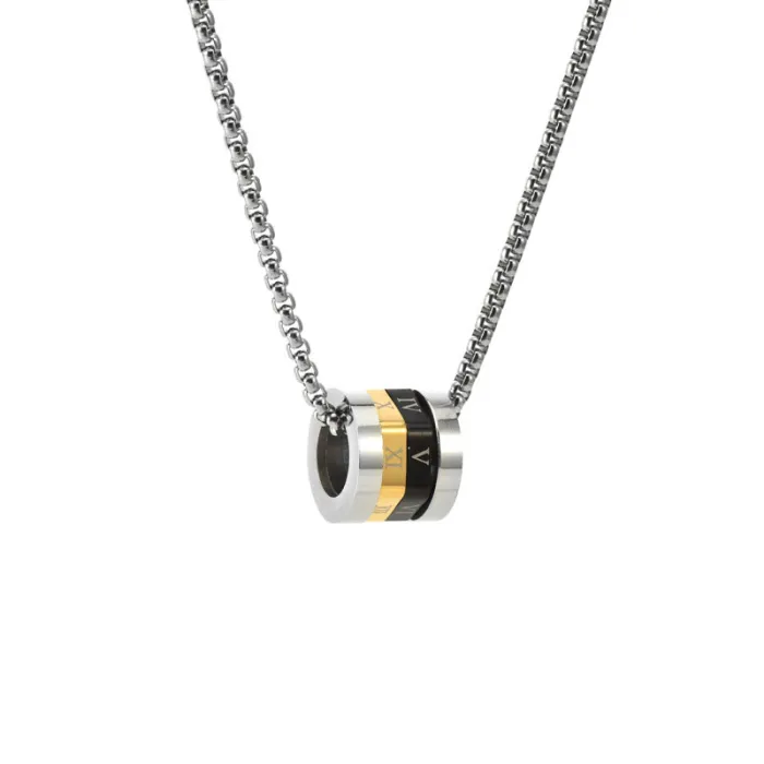 Wholesale Titanium Steel Rotatable Roman Numeral Pendant Necklace | Men’s Fashion Long Chain Factory Price
