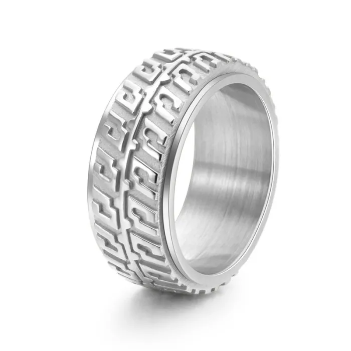 Wholesale Titanium Steel Spinning Tire Ring for Men | Punk Motorcycle Wheel Design Factory Price