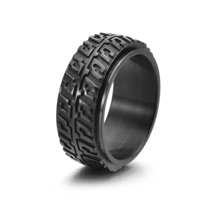 Wholesale Titanium Steel Spinning Tire Ring for Men | Punk Motorcycle Wheel Design Factory Price