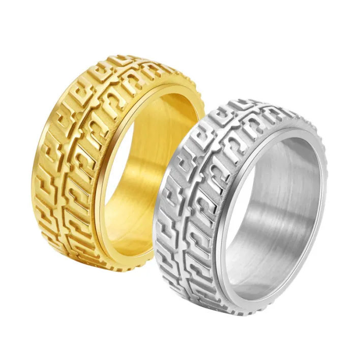 Wholesale Titanium Steel Spinning Tire Ring for Men | Punk Motorcycle Wheel Design Factory Price