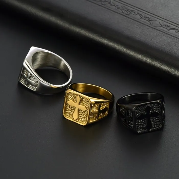 Wholesale Titanium Steel Cross Ring for Men | Fashion Creative Jewelry Factory Price