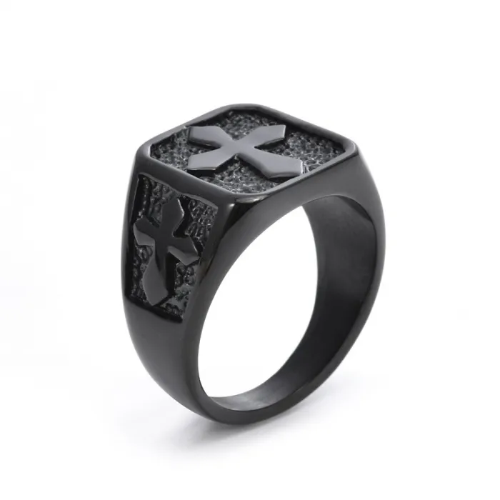 Wholesale Titanium Steel Cross Ring for Men | Fashion Creative Jewelry Factory Price