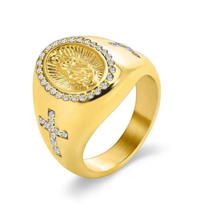 Wholesale 18K Gold Plated Virgin Mary Ring for Women | Hip Hop CZ Jewelry Factory Price