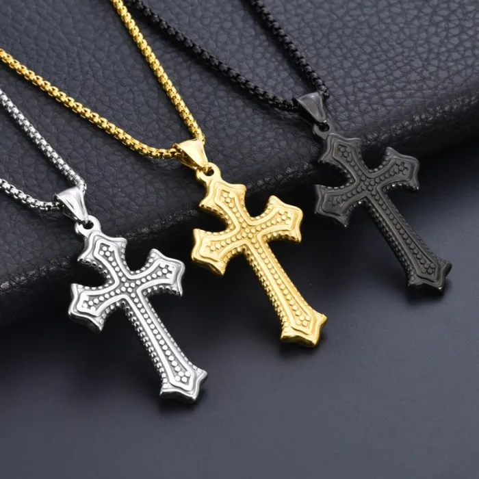 Wholesale Titanium Steel Cross Pendant Necklace for Men | Hip Hop Fashion Jewelry Factory Price