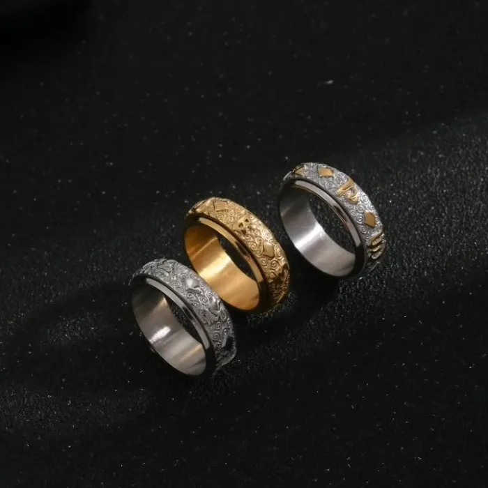 Wholesale Titanium Steel Six-Word Mantra Spinning Ring for Men | Bold Fashion Jewelry Factory Price