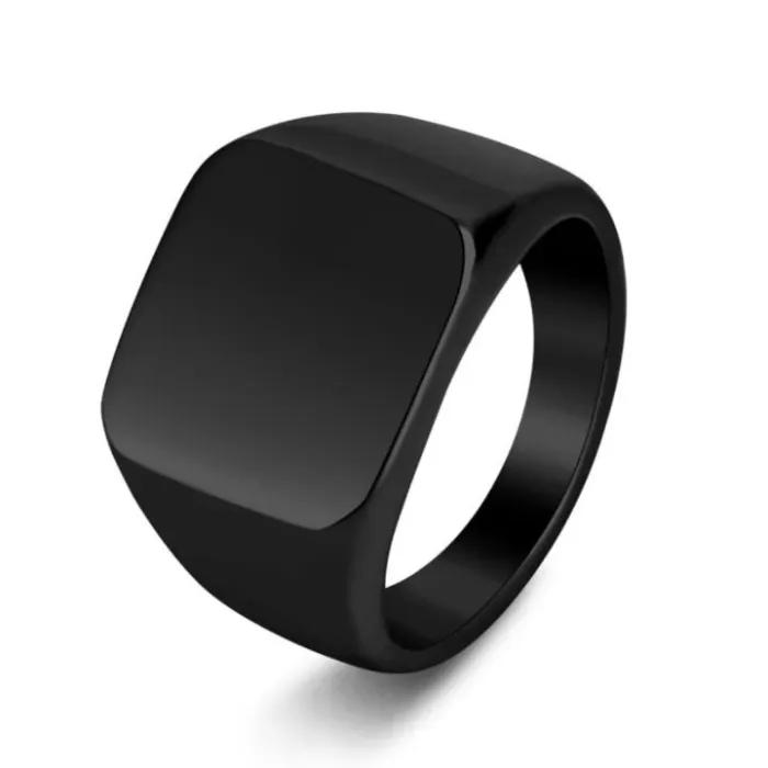 Wholesale Titanium Steel Square Polished Ring for Men | Custom Engraved Bold Jewelry Factory Price