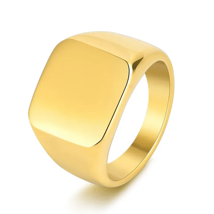 Wholesale Titanium Steel Square Polished Ring for Men | Custom Engraved Bold Jewelry Factory Price