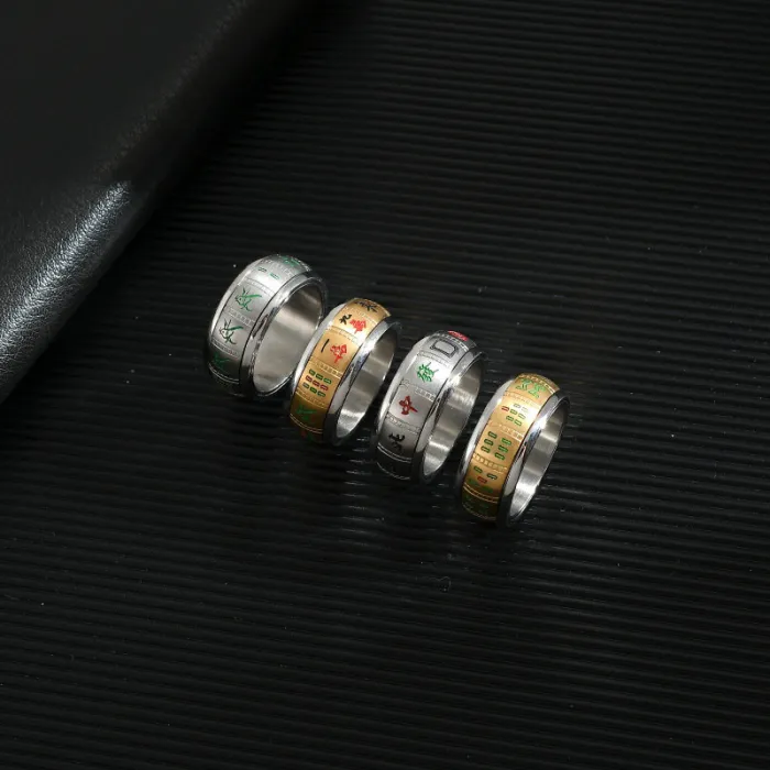 Wholesale Titanium Steel Mahjong Spinning Ring for Men | Creative Bold Jewelry Factory Price