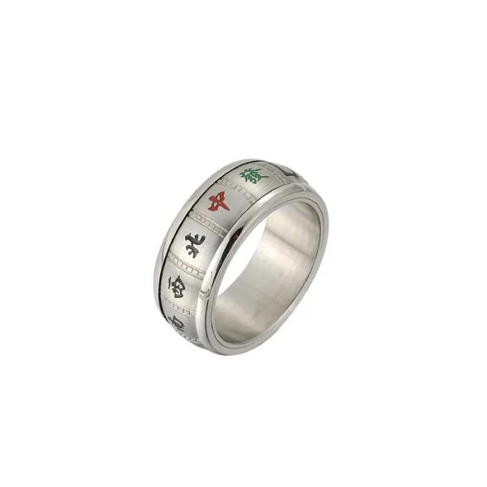 Wholesale Titanium Steel Mahjong Spinning Ring for Men | Creative Bold Jewelry Factory Price