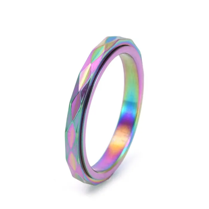 Wholesale 3MM Gold Stainless Steel Spinning Ring for Women | Diamond-Cut Simple Jewelry Factory Price