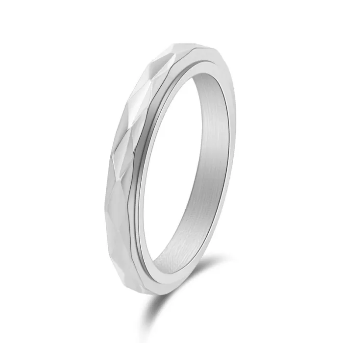 Wholesale 3MM Gold Stainless Steel Spinning Ring for Women | Diamond-Cut Simple Jewelry Factory Price