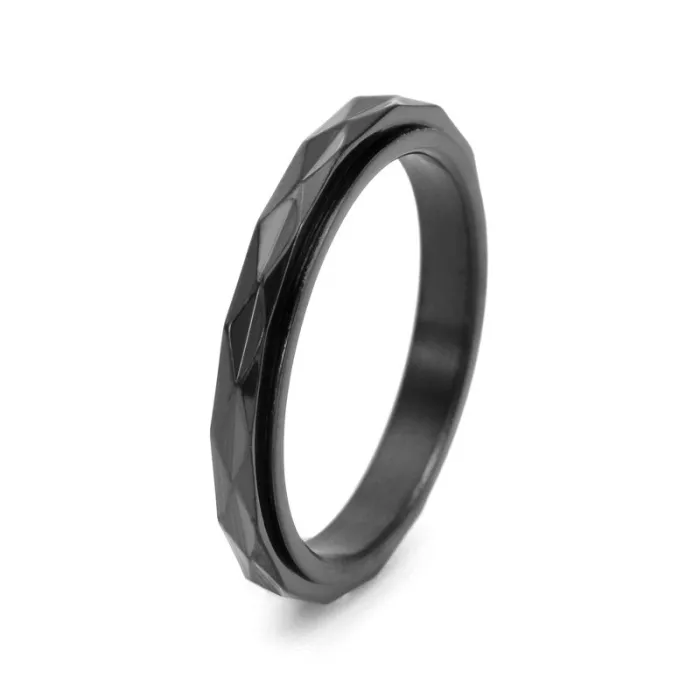 Wholesale 3MM Gold Stainless Steel Spinning Ring for Women | Diamond-Cut Simple Jewelry Factory Price