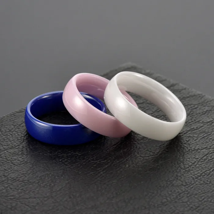 Wholesale Ceramic Polished Couple Rings | Unisex Smooth Dome Band Minimalist Jewelry Factory Price