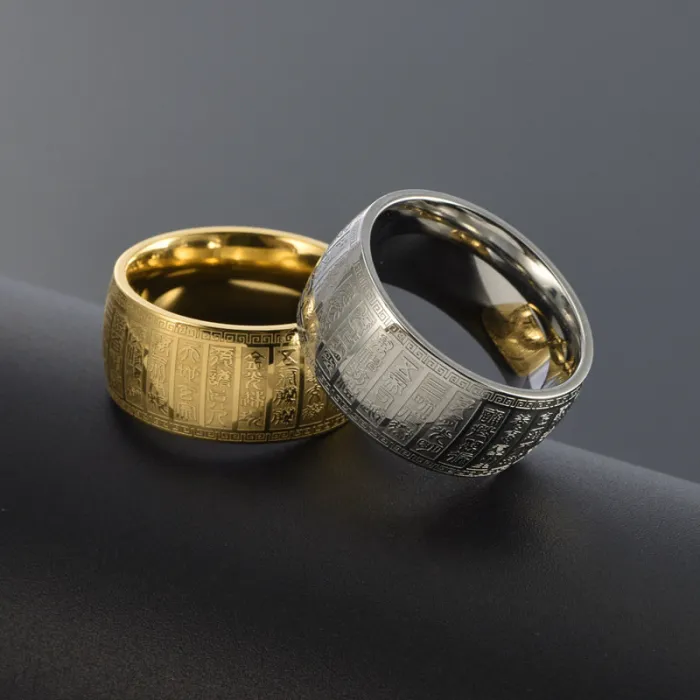 Wholesale 11MM Wide Titanium Steel Ring for Men | Bold Gold Statement Band Factory Price