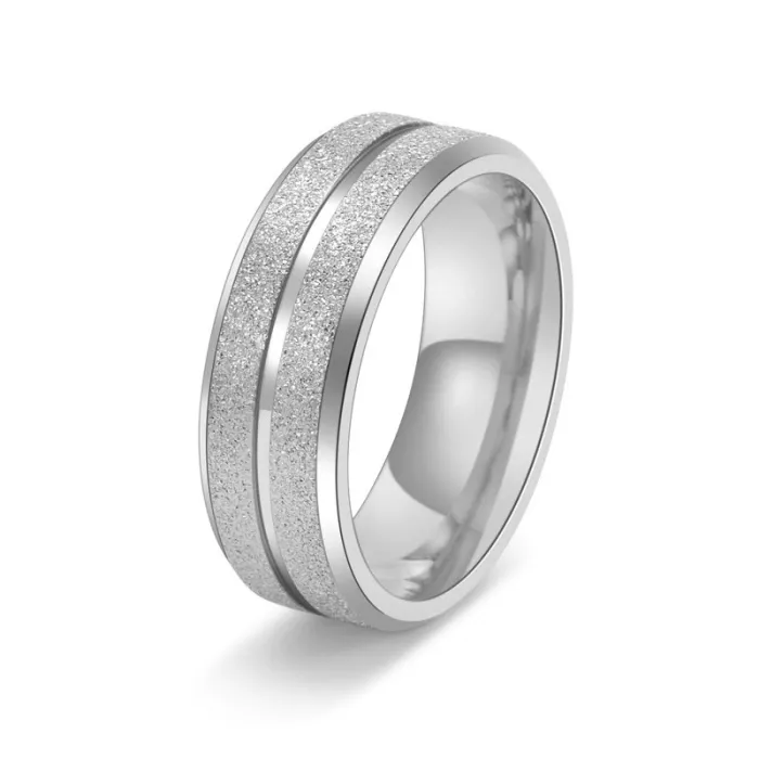 Wholesale Black Matte Stainless Steel Ring for Men | Double Groove Bold Fashion Jewelry Factory Price
