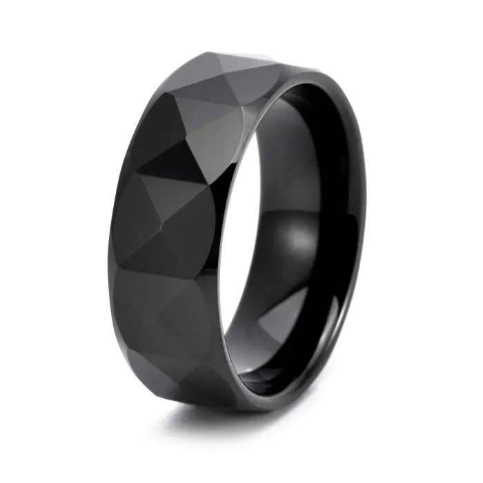 Tungsten Steel Fashion Ring for Men and Women | Gold Patterned Single Ring Jewelry