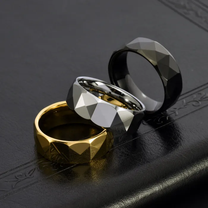 Tungsten Steel Fashion Ring for Men and Women | Gold Patterned Single Ring Jewelry