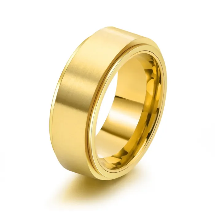Simple Titanium Steel 8mm Spinning Brushed Ring for Men | Fashion Stress Relief Accessory