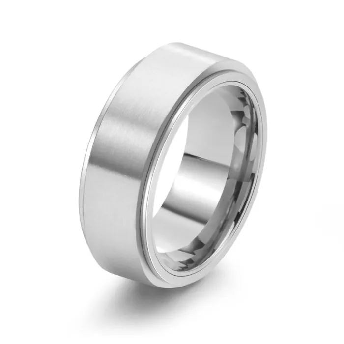 Simple Titanium Steel 8mm Spinning Brushed Ring for Men | Fashion Stress Relief Accessory