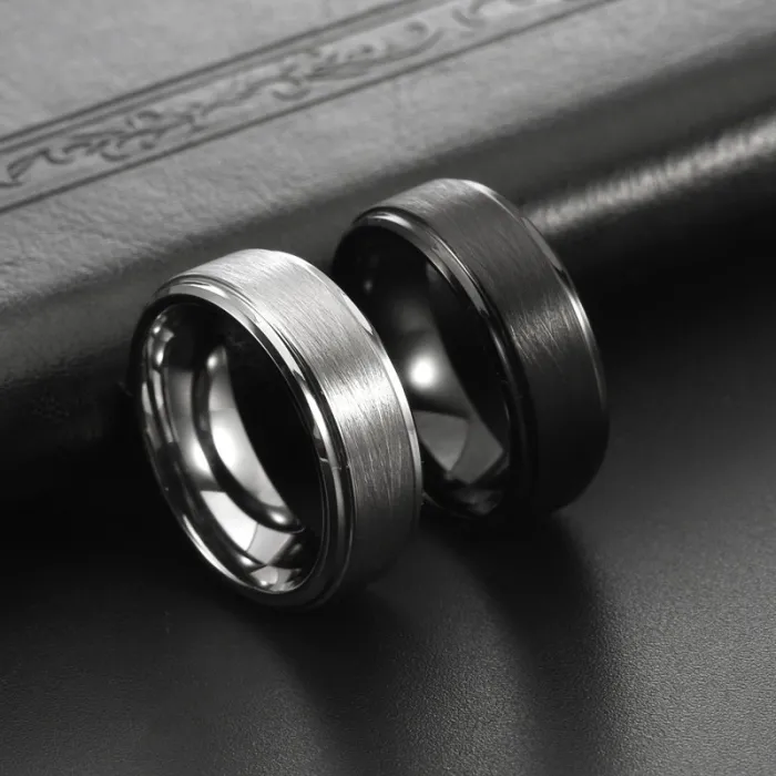 Matte Brushed Tungsten Ring 8mm for Men | Simple Black Punk Style Fashion Jewelry