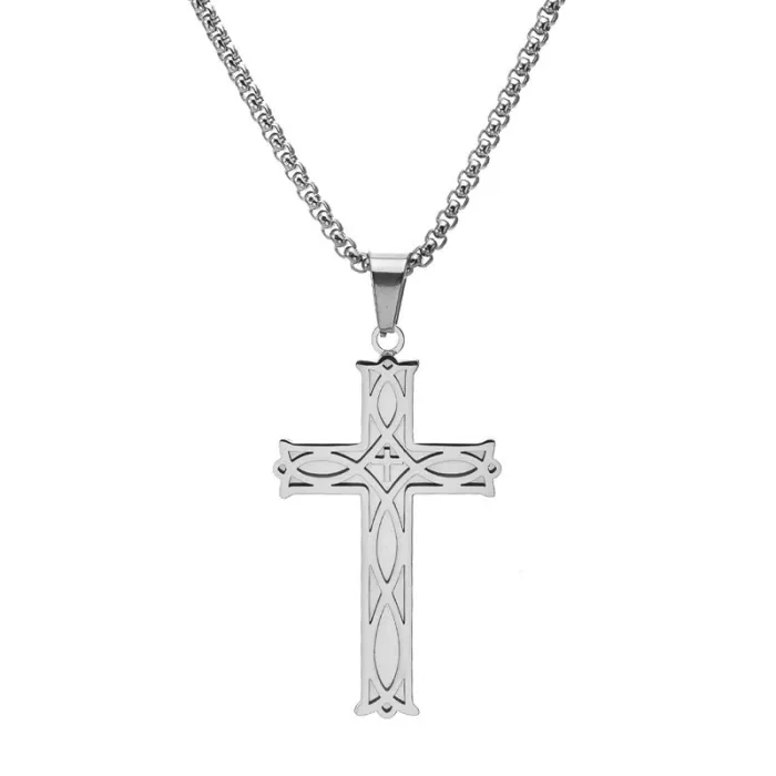 Celtic Knot Cross Pendant Necklace for Men | Hollow Titanium Steel Unique Jewelry