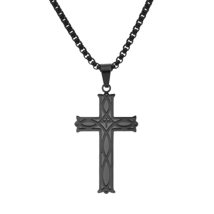 Celtic Knot Cross Pendant Necklace for Men | Hollow Titanium Steel Unique Jewelry