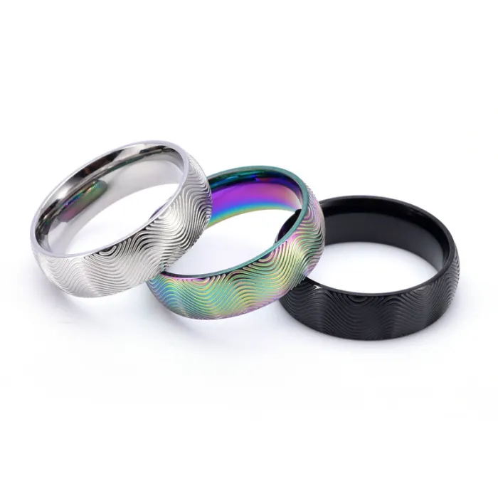 Unisex Wave Pattern Stainless Steel Ring | Minimalist Fashion Jewelry for Trendy Style