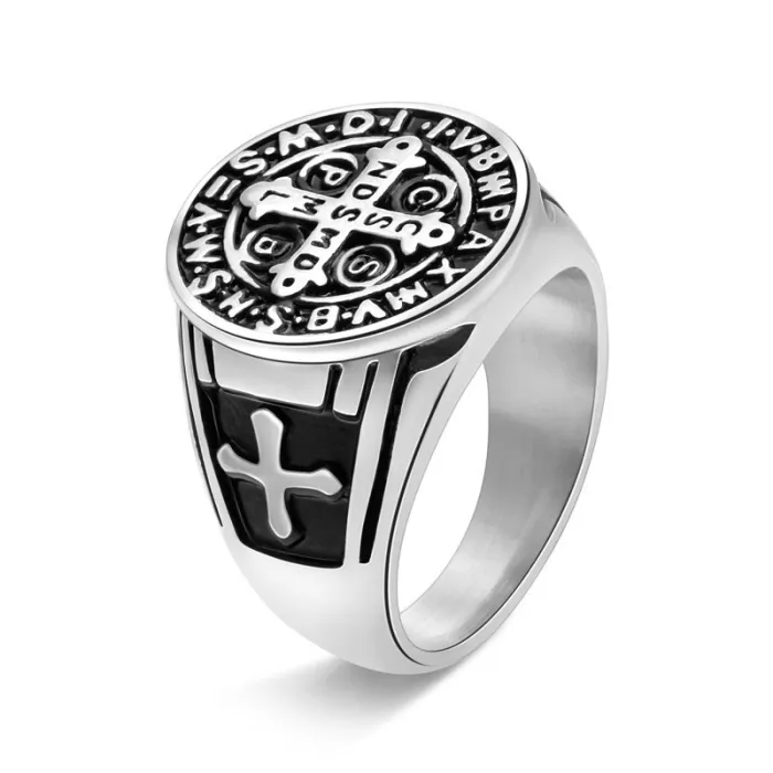 Vintage Exorcist Cross Ring for Men | Bold Cast Titanium Steel Punk Jewelry