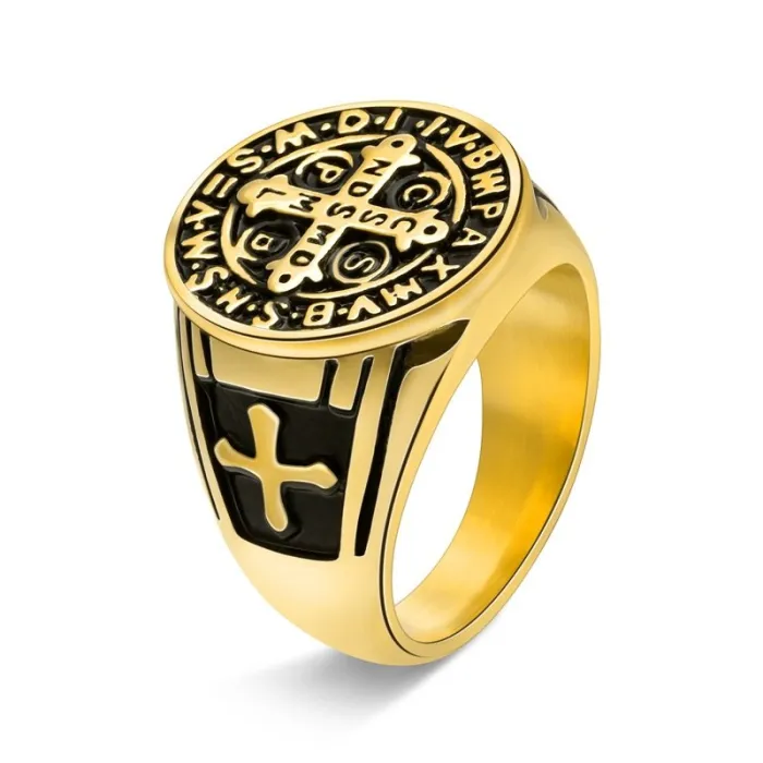 Vintage Exorcist Cross Ring for Men | Bold Cast Titanium Steel Punk Jewelry