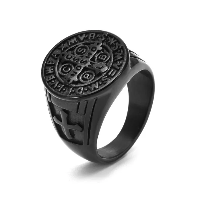 Vintage Exorcist Cross Ring for Men | Bold Cast Titanium Steel Punk Jewelry