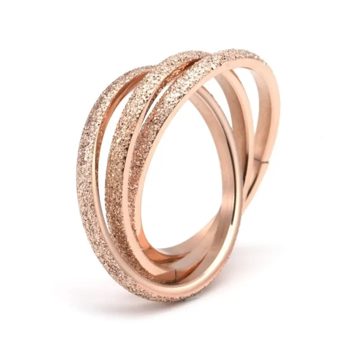 Matte Cross Three-Ring Couple Rings | Korean Style Stainless Steel Minimalist Jewelry