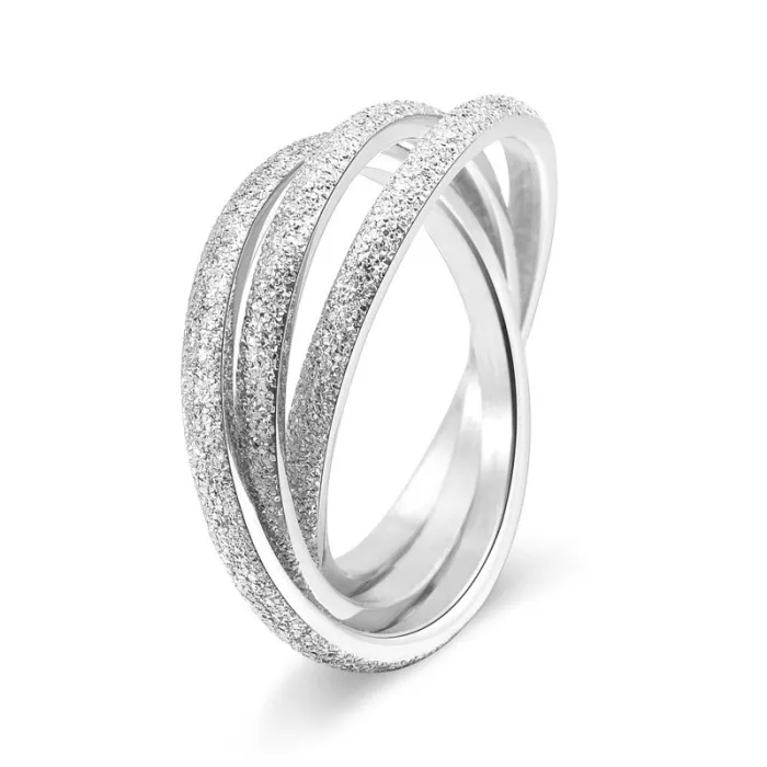 Matte Cross Three-Ring Couple Rings | Korean Style Stainless Steel Minimalist Jewelry