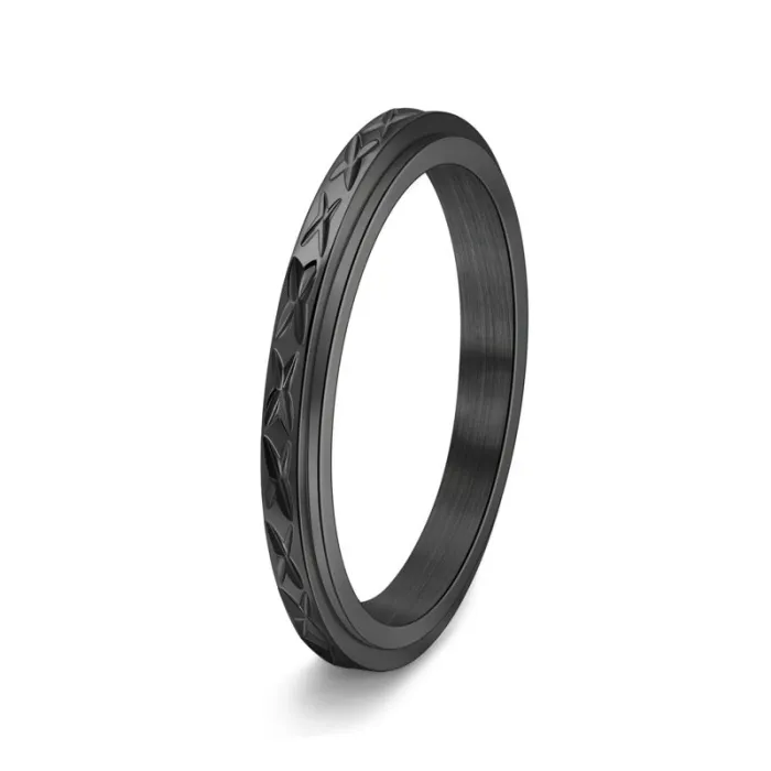 New Cross-Pattern Diamond Texture Spinning Ring for Men and Women, Minimalist Narrow Band Jewelry