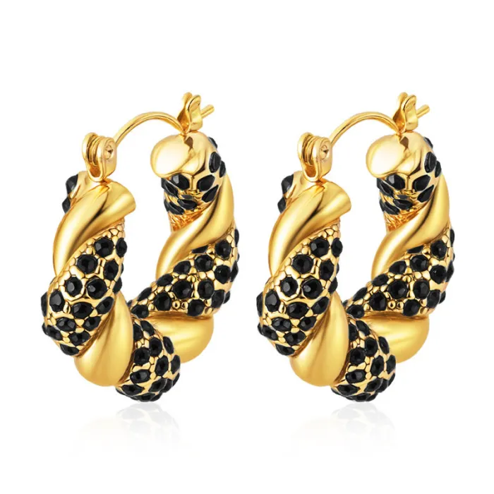 Wholesale Snake Shape Stainless Steel Earrings | Bulk Supplier & Factory Price Round Geometric Zircon Jewelry for Women