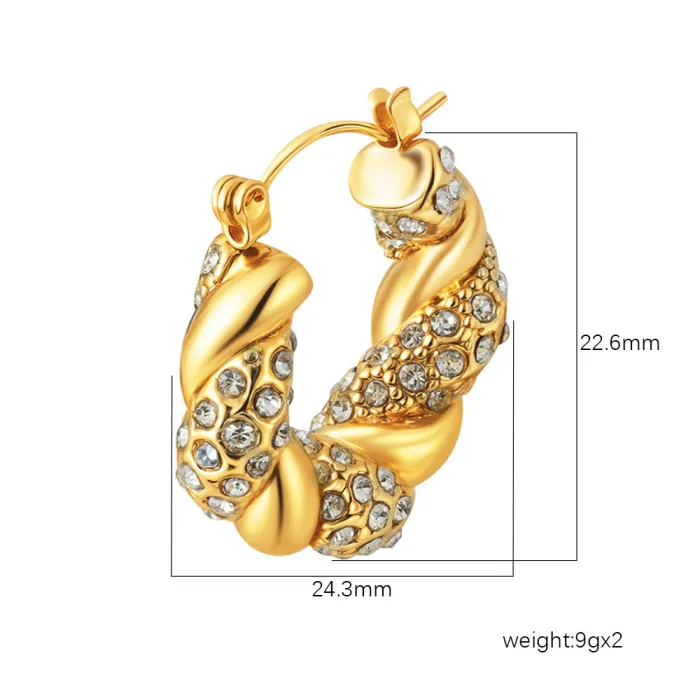 Wholesale Snake Shape Stainless Steel Earrings | Bulk Supplier & Factory Price Round Geometric Zircon Jewelry for Women
