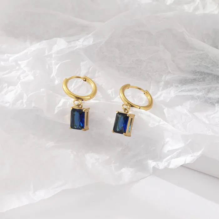 Wholesale Square Pendant Hoop Earrings | Bulk Supplier & Factory Price Luxury Titanium Steel Jewelry for Women