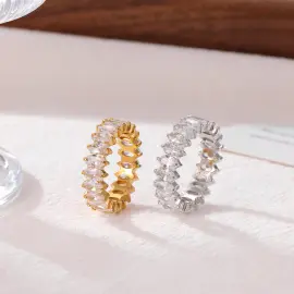 Wholesale Micro Pave Zircon Ring | Bulk Supplier & Factory Price Titanium Steel Luxury Minimalist Jewelry for Women - Jewelryto