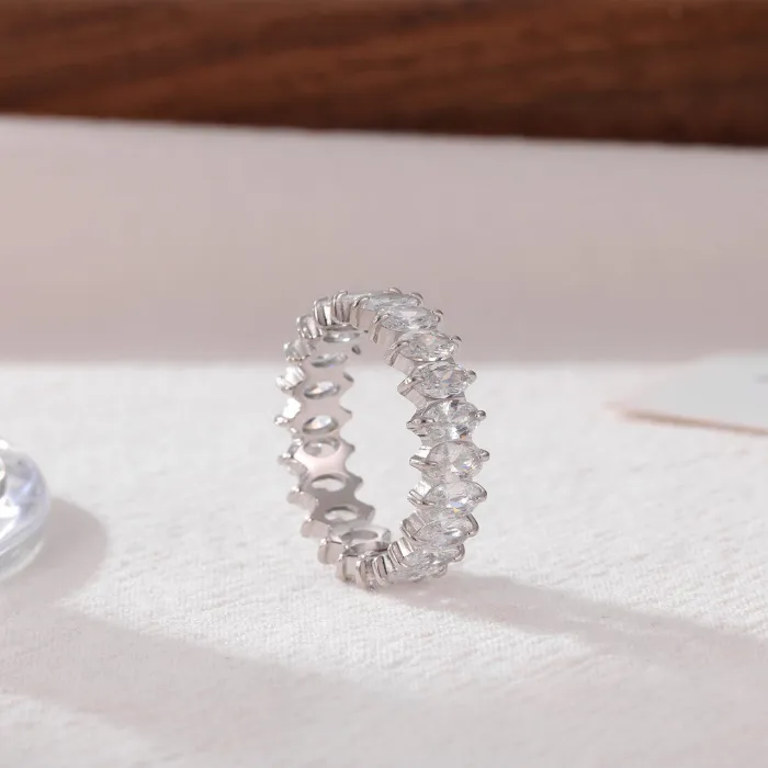 Wholesale Micro Pave Zircon Ring | Bulk Supplier & Factory Price Titanium Steel Luxury Minimalist Jewelry for Women