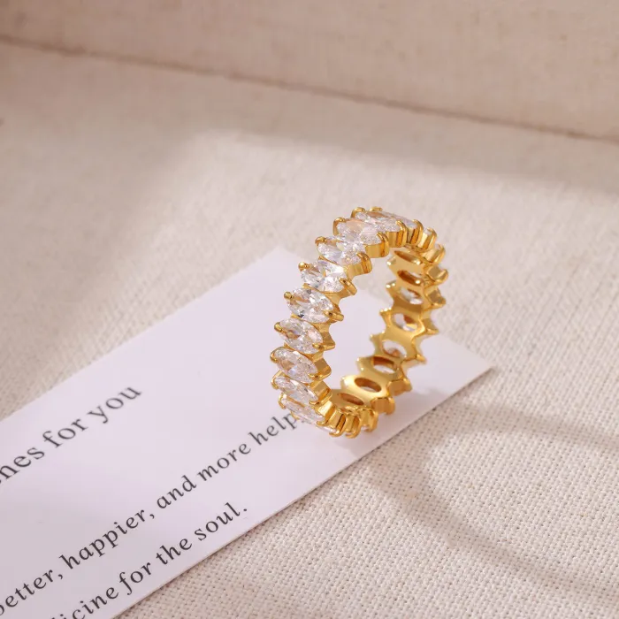 Wholesale Micro Pave Zircon Ring | Bulk Supplier & Factory Price Titanium Steel Luxury Minimalist Jewelry for Women