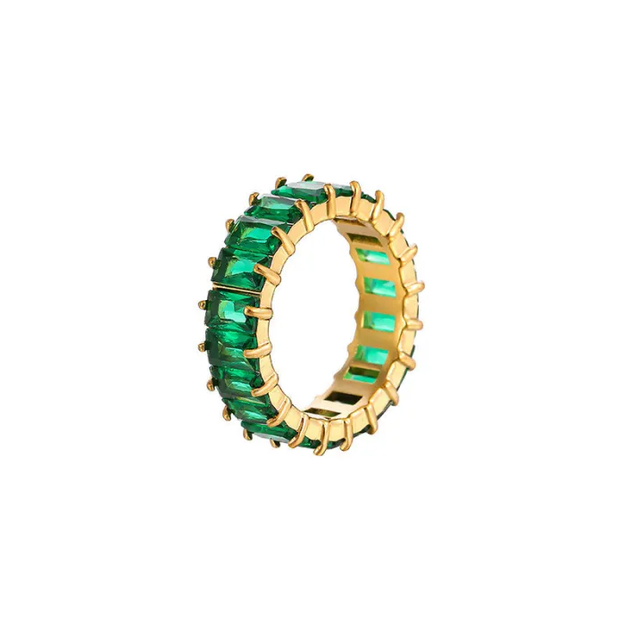 Wholesale Geometric Zircon Ring | Bulk Supplier & Factory Price Colorful Luxury Titanium Steel Fashion Jewelry for Women