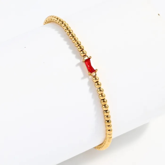 Wholesale Birthstone Beaded Titanium Bracelet | Bulk Supplier & Factory Price 12 Month Elastic Stainless Steel Jewelry