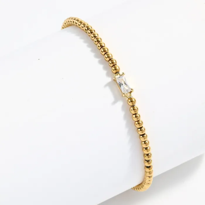 Wholesale Birthstone Beaded Titanium Bracelet | Bulk Supplier & Factory Price 12 Month Elastic Stainless Steel Jewelry