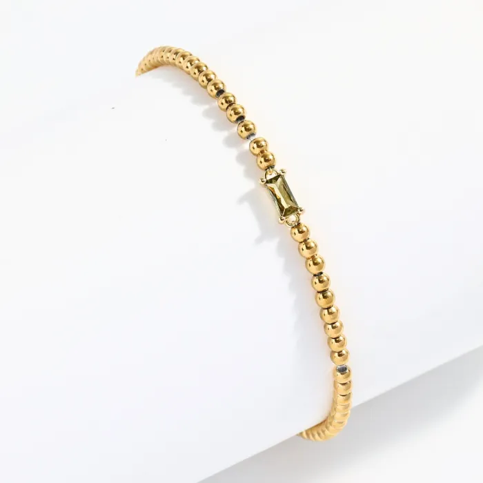 Wholesale Birthstone Beaded Titanium Bracelet | Bulk Supplier & Factory Price 12 Month Elastic Stainless Steel Jewelry